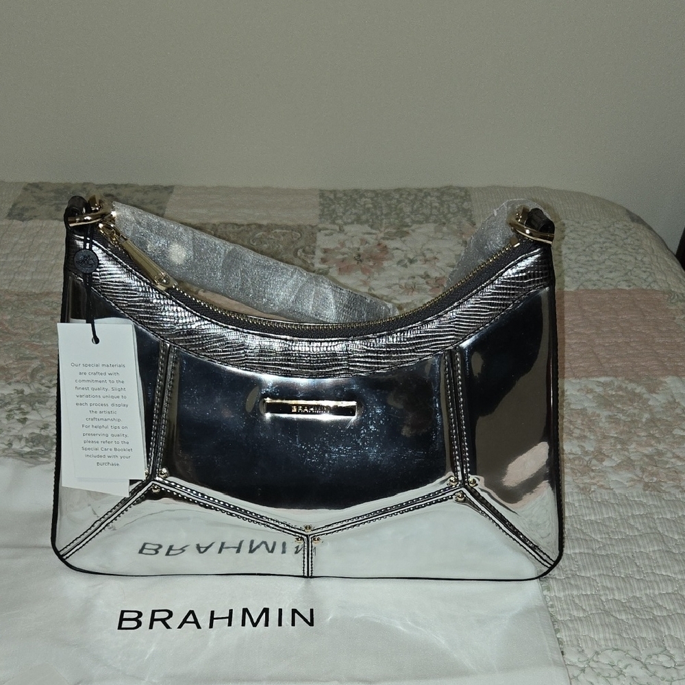 NWT Brahmin ESME Shoulder Bag In Chrome Tamar - Picture 2 of 15